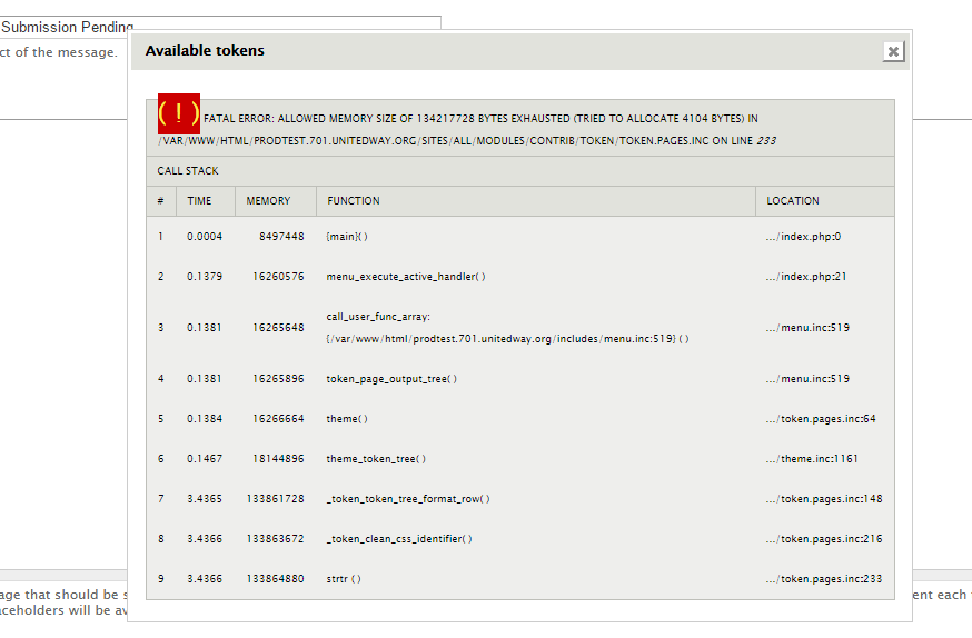 drupal 6 fatal error allowed memory size of bytes exhausted