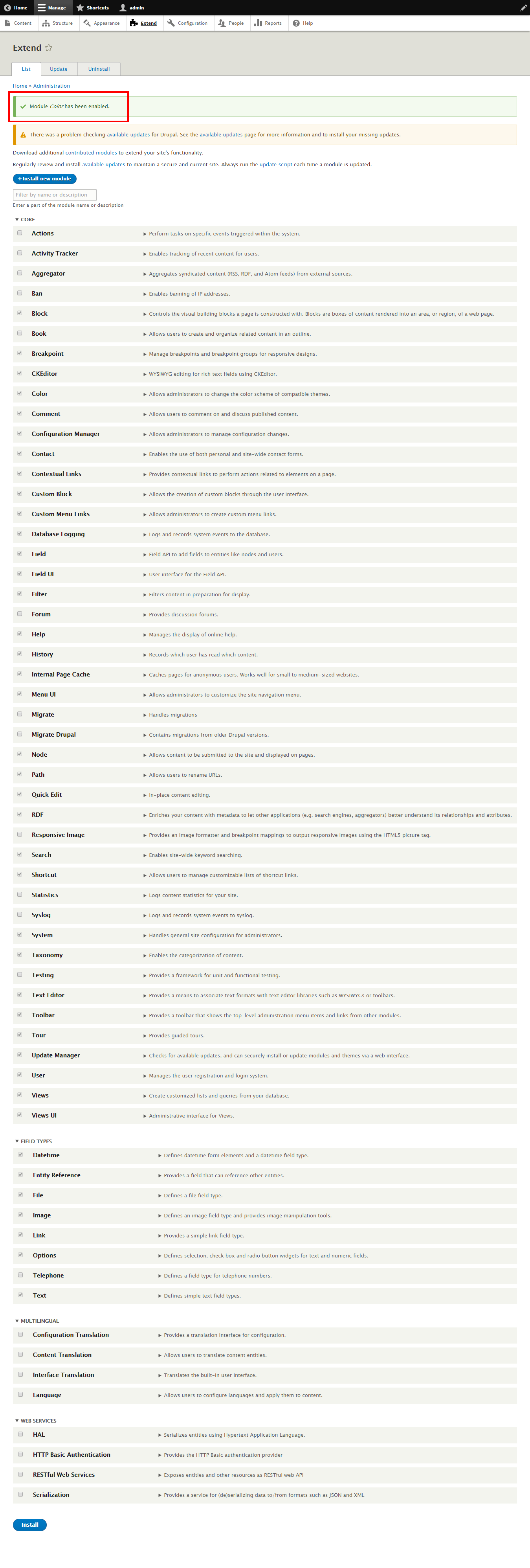 UI problems on the Modules/Extend page [#2056089] | Drupal.org