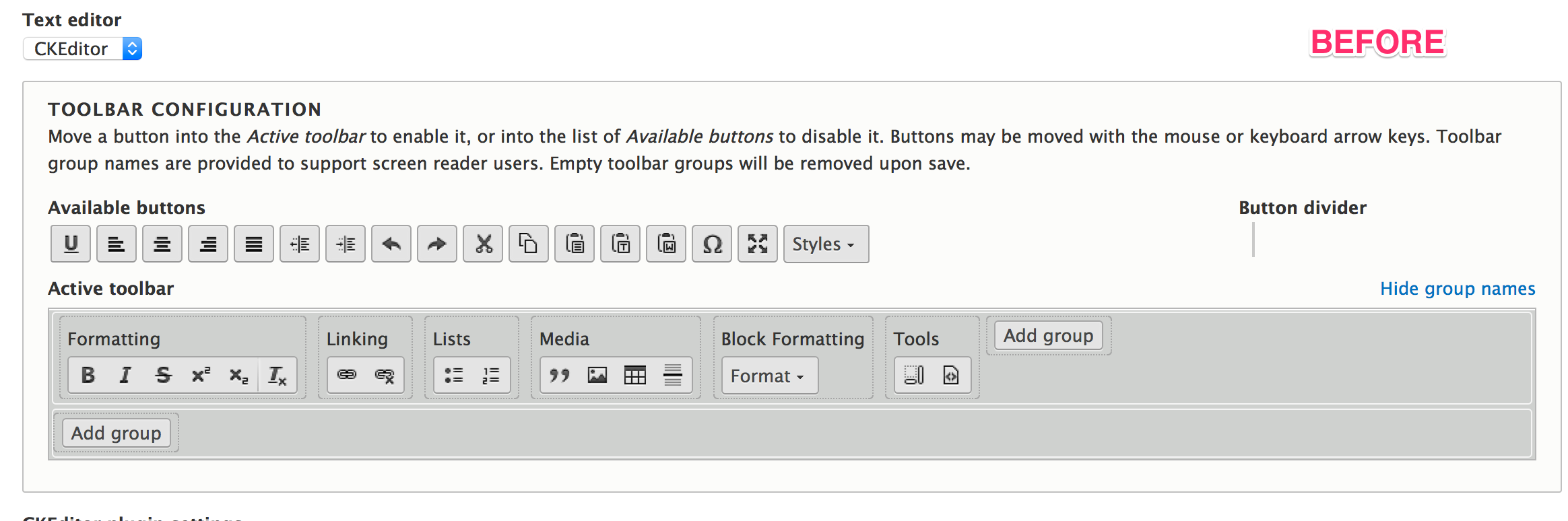 Remove or document SafeMarkupset in template_preprocess_ckeditor