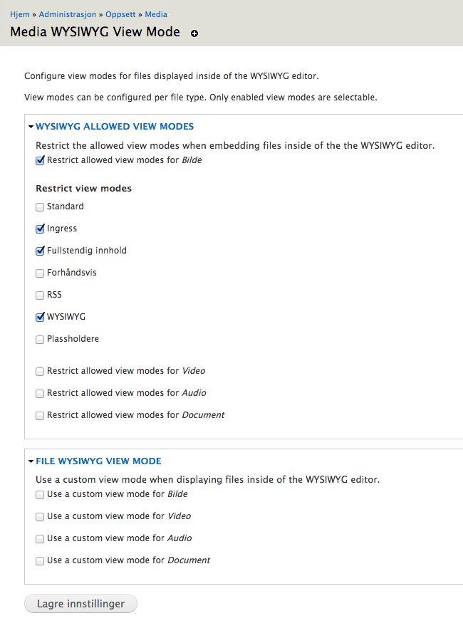 Confusing UI for WYSIWYG view modes [#2158177] | Drupal.org
