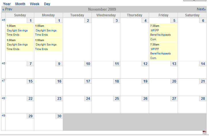 Month View Of November 2009 Calendar Displays Incorrect Days 400082 Drupal