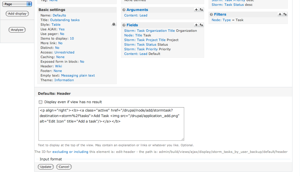 changing input format for header content 376392 drupal org format task organization