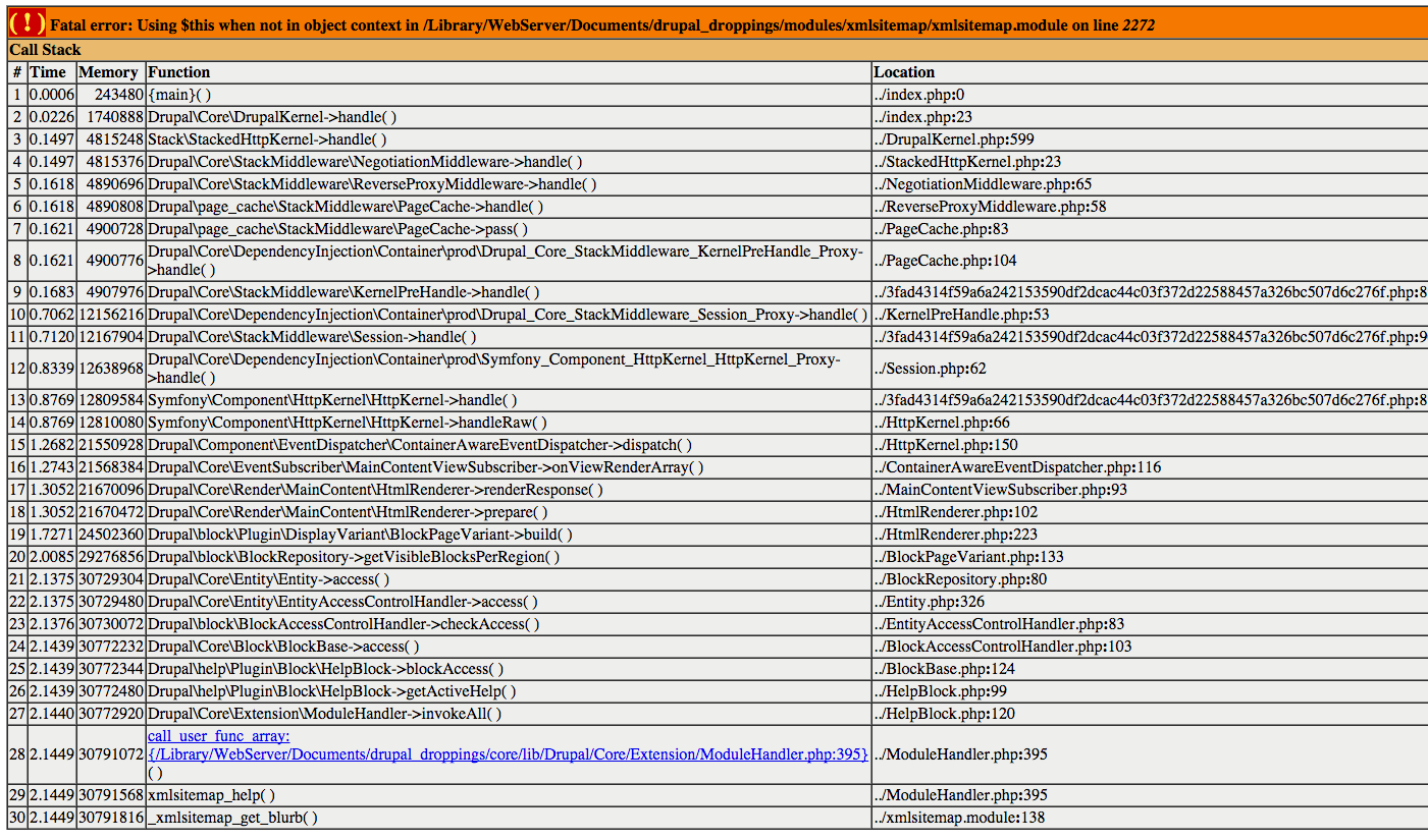 fatal error when enabling the base xml sitemap module 2505903