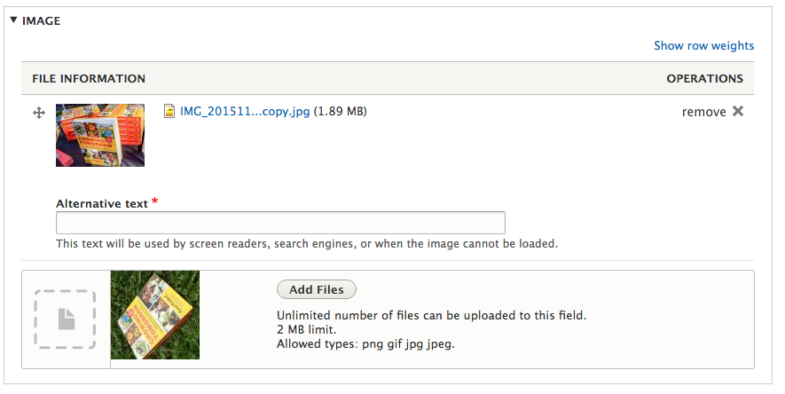 image field screenshot