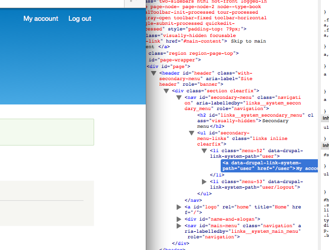 Secondary Nav screenshot