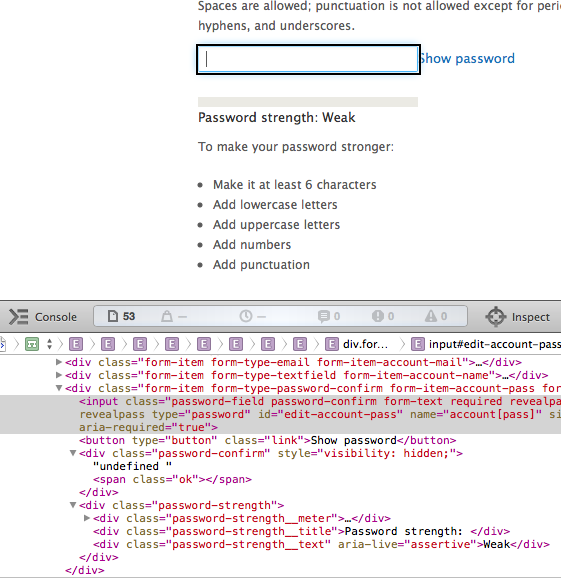 Replace confirm password element with a new password element with show ...