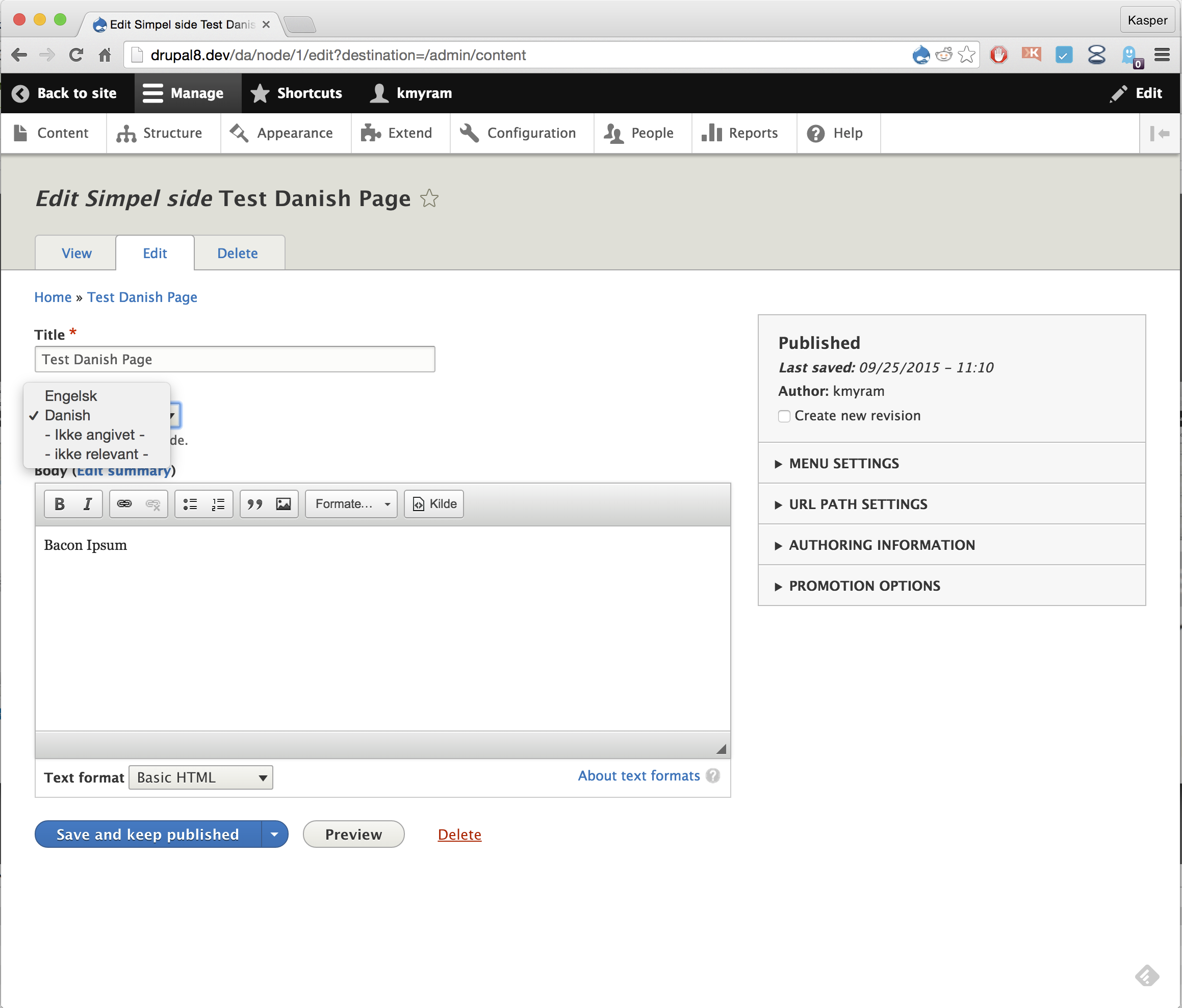 Non-localized language in selector