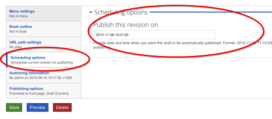 Ability to schedule a new draft of an already published node. [#2048999 ...