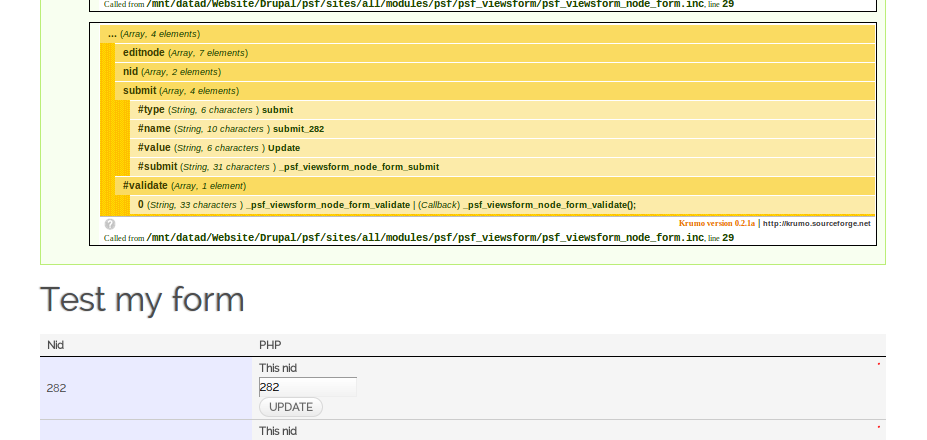 print form using views php no action when submit button clicked
