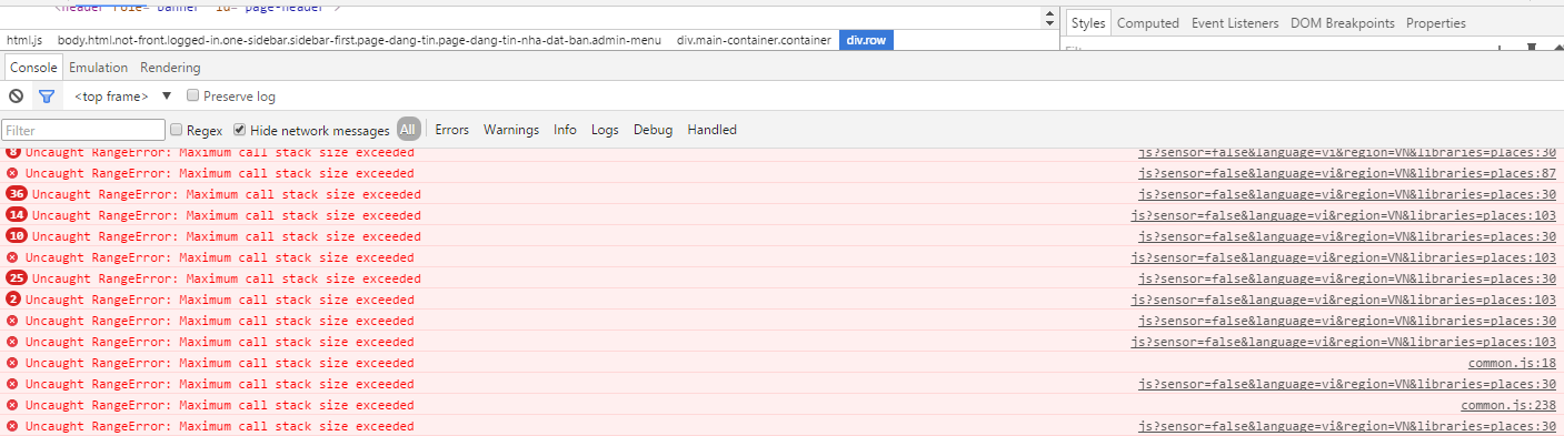 no result was found for this geocoderrequest the browser is rangeerror maximum call stack size exceeded