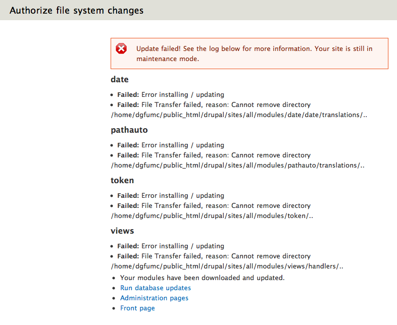 Module update failure [#955642] | Drupal.org
