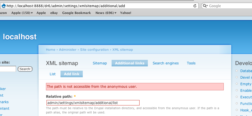 custom links are not checked 453686 drupal org