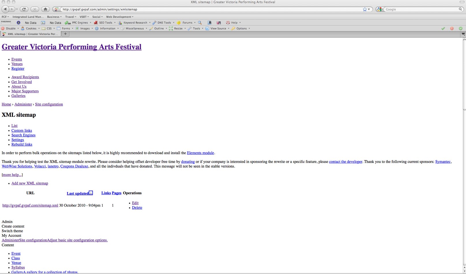 xml sitemap admin page breaks layout 954910 drupal org