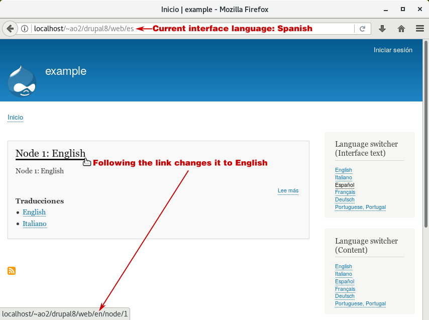 content language negotiation processOutboud changes interface language