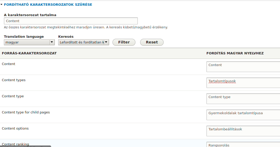 Translate UI page showing English instead of Hungarian