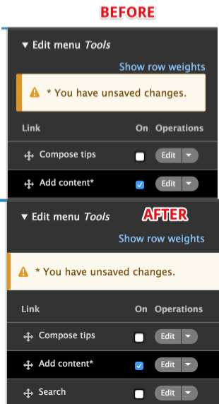 Messages styles before and after the patch