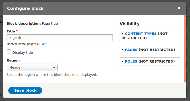 Visibility settings folded
