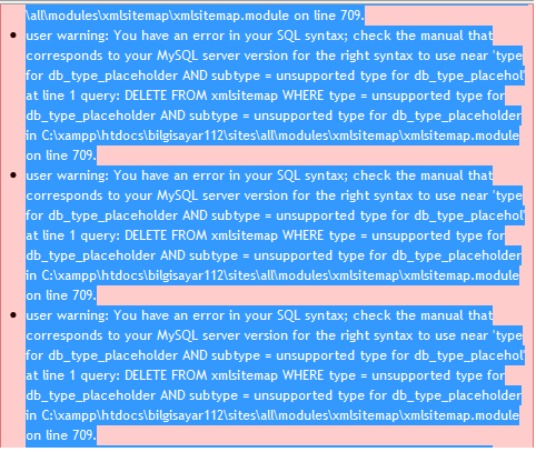 the error when i uninstall xmlsitemap module 978140 drupal org