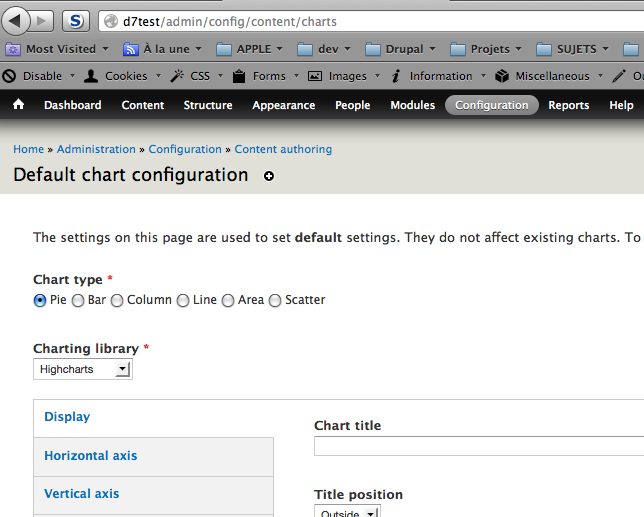 Default Chart Configuration page