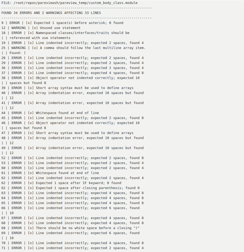 Coding Standard Changes
