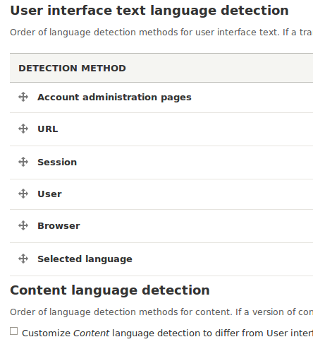 Screen shot of Detection Selection page