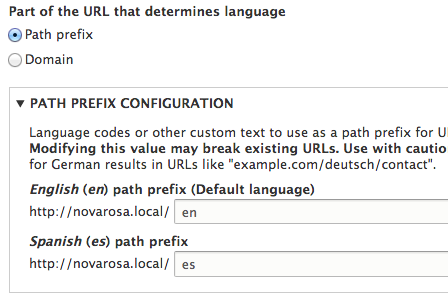 My site language settings