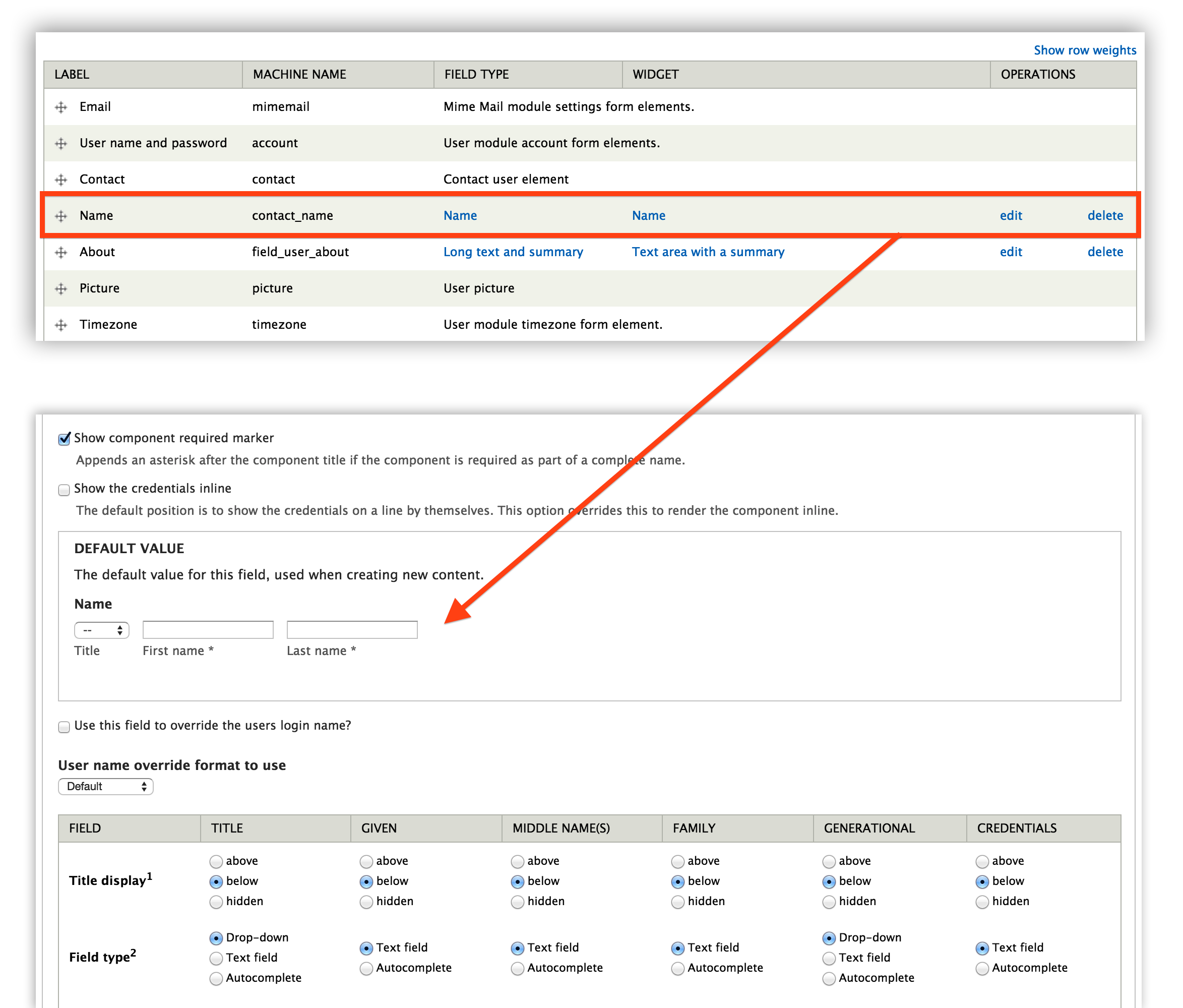 field mapping for Name 2431473 - Drupal Facebook Field Mapping
