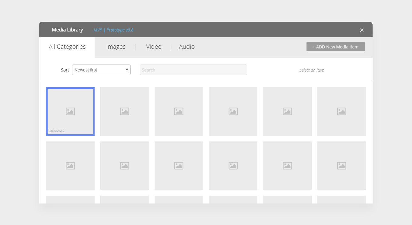 [prototype] Create design for a Media Library [2796001]