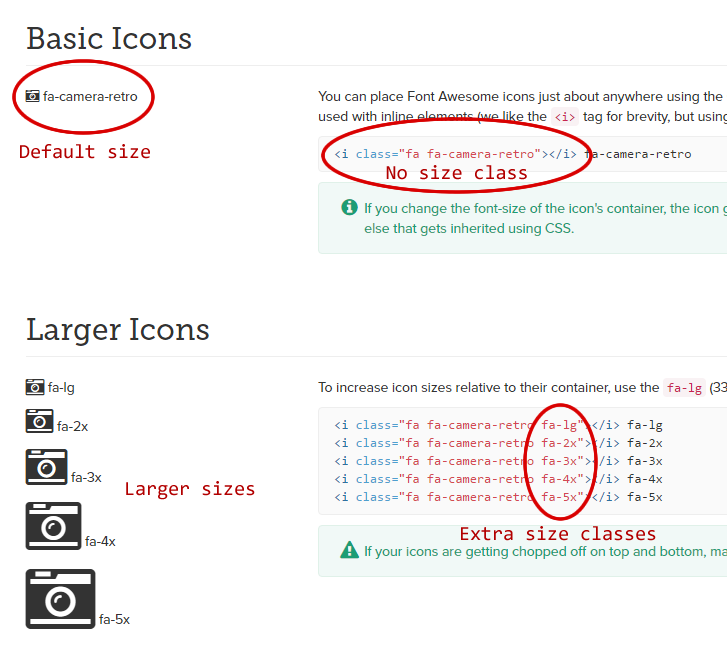 Font awesome icon size