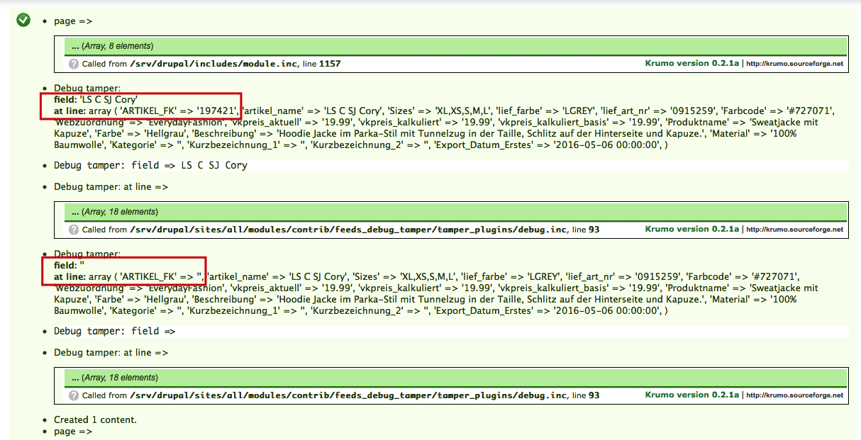 Feeds Tamper Debug output