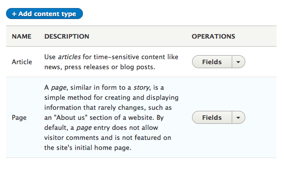 Field UI changes in content type operations