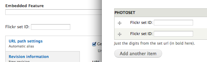 Flickr set node edit form