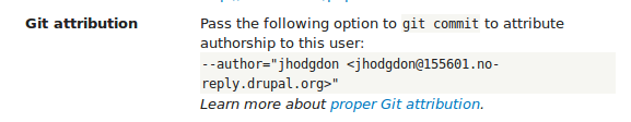 Git attribution lines in profile