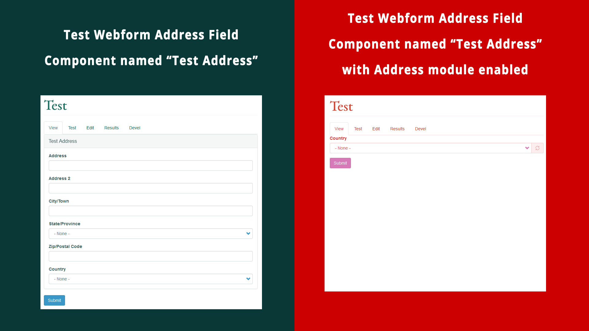 Webforms книга. Табло данных в вебформе. Address-field. Long webform. Your address in us