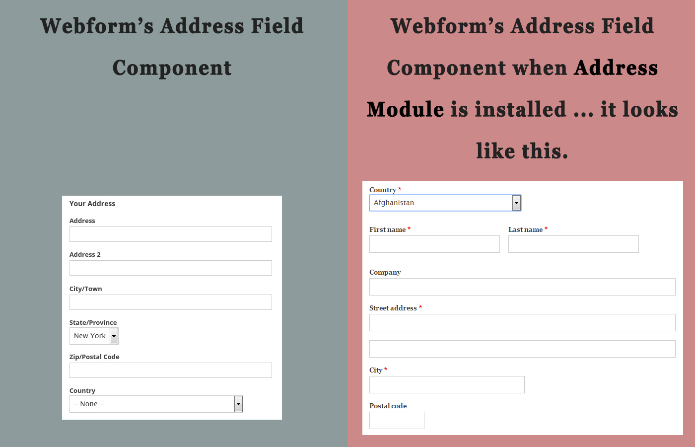 Address fields. State/Province что писать. Webform. Phone number input field compose.
