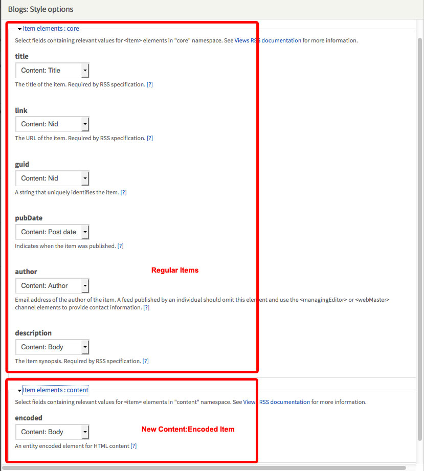 Screenshot of extra section