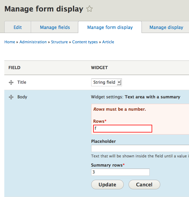 error with two patches for form display.