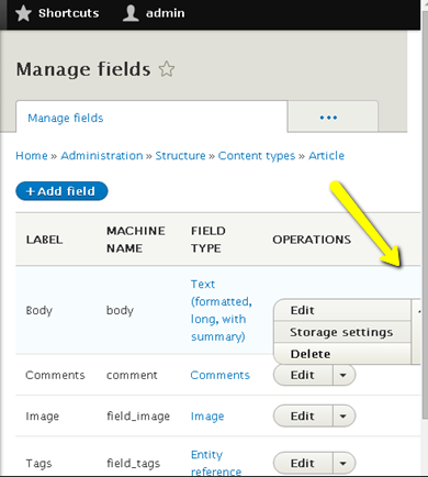 manage article fields
