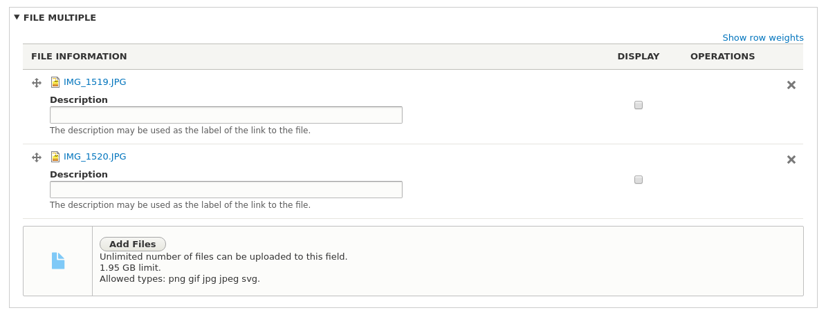 multiple files