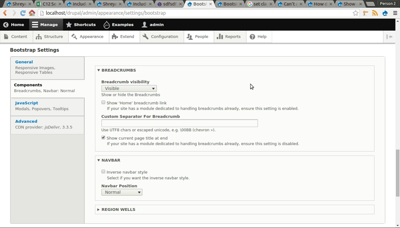 Include settings configuration for breadcrumb separator in bootstrap theme [2757181]