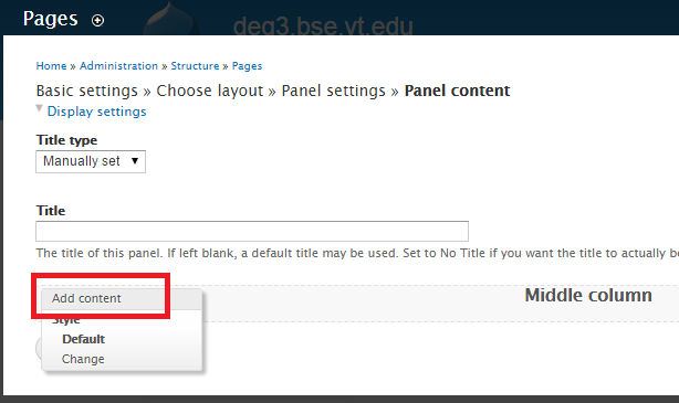 Add content to panel
