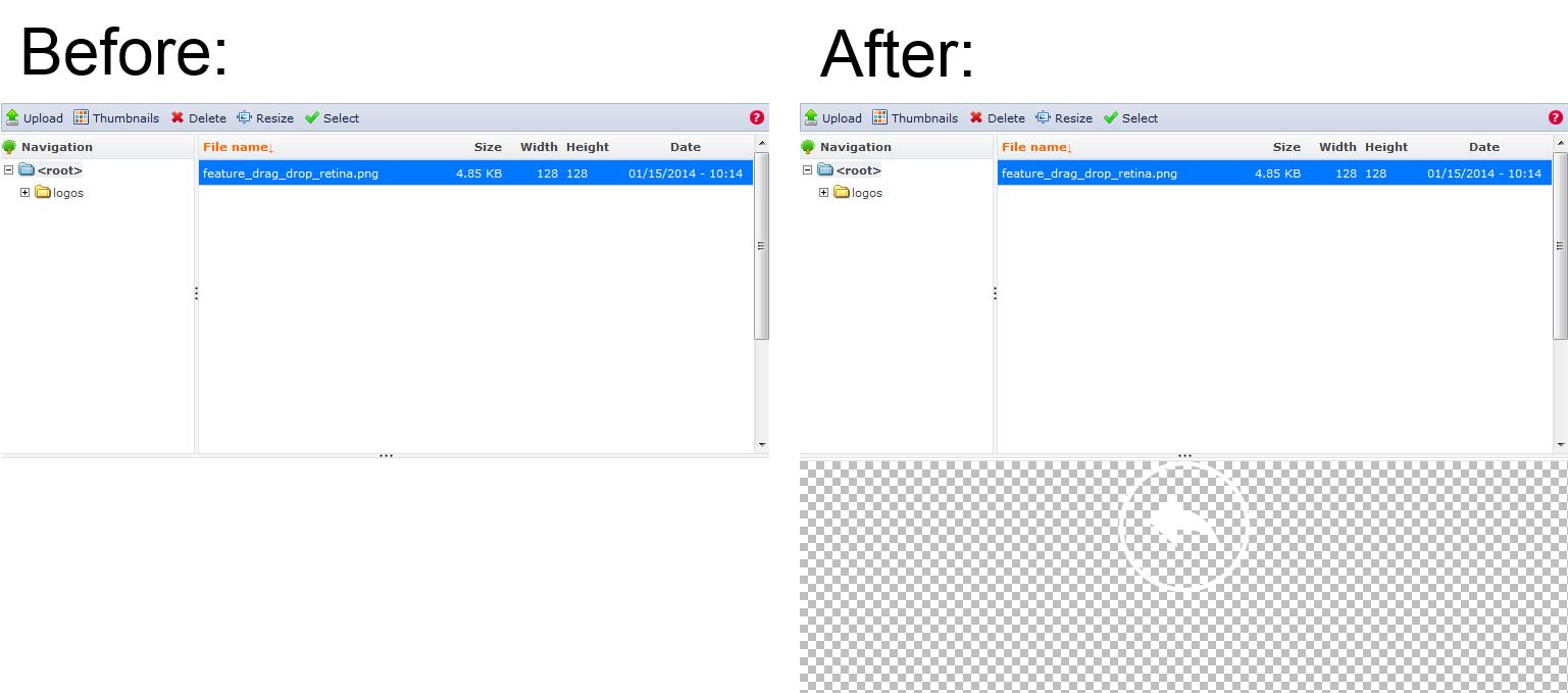 Preview background in IMCE