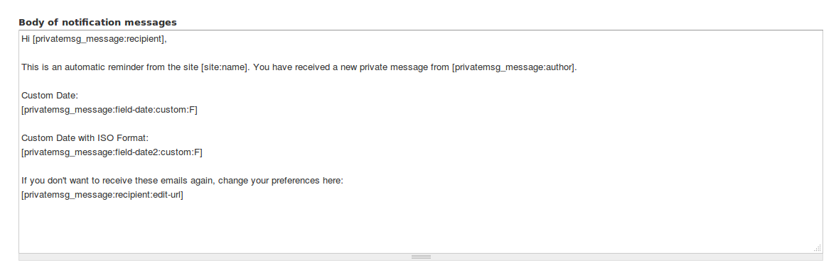 Printing dates in privatemsg email [#2189941] | Drupal.org