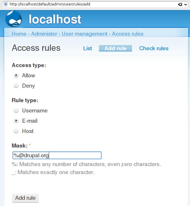 Screenshots for Access Rules Docs [#302184] | Drupal.org
