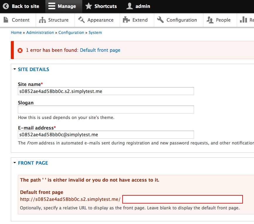 error with two patches for site information.