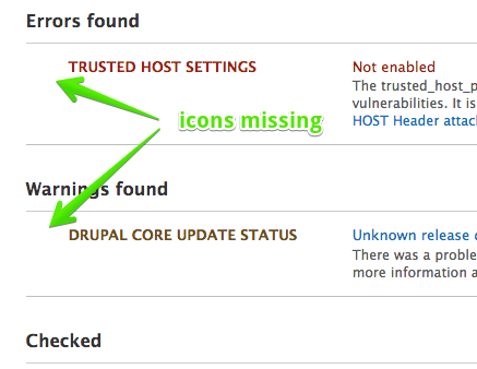 Missing icons