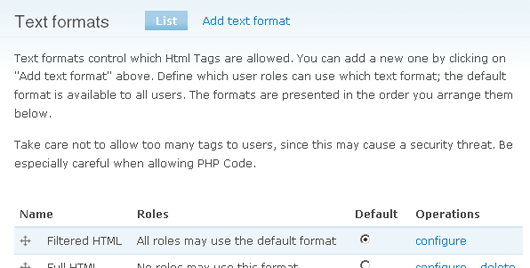 improve text format admin description 504076 drupal org define format
