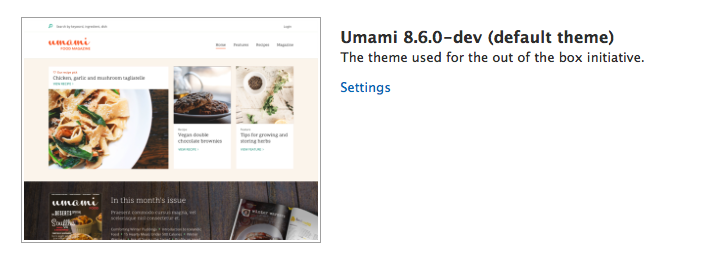 Umami theme in the appearance page