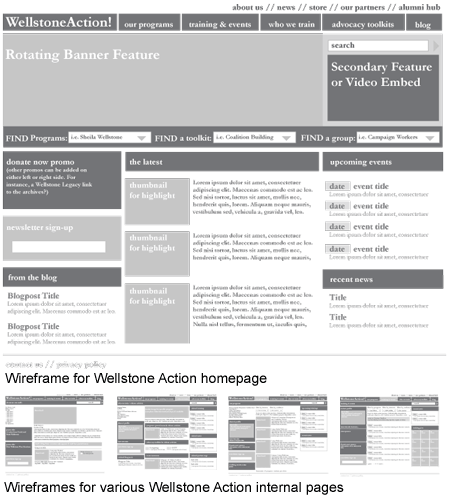 Wellstone Action Wireframe Examples