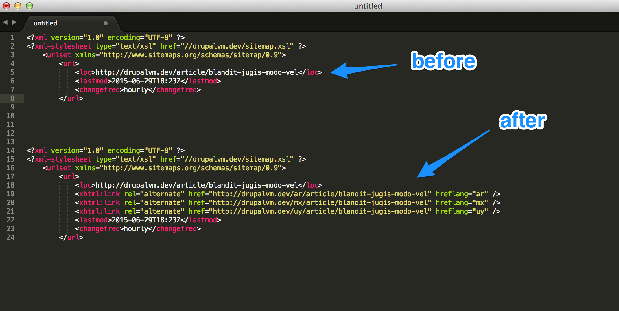 having rel alternate urls in sitemap under custom circumstances